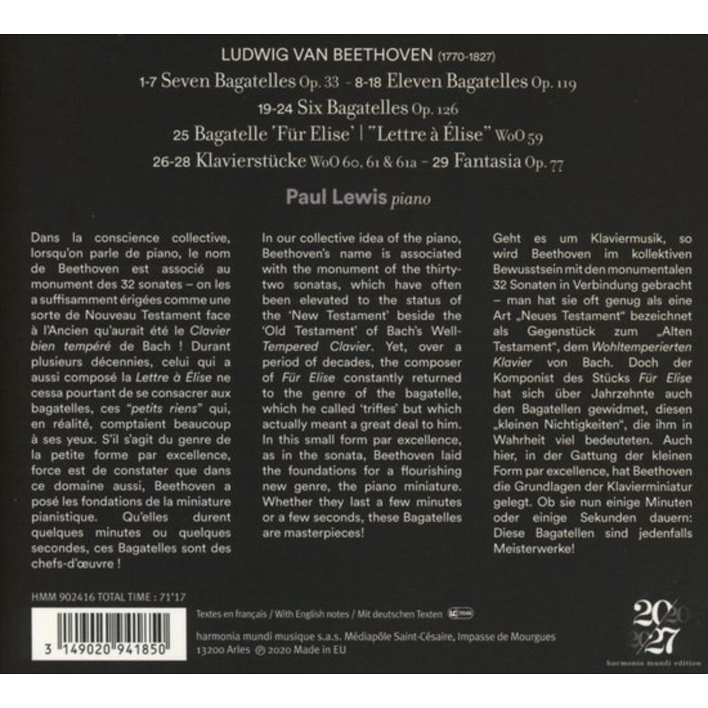 Harmonia Mundi Beethoven: Für Elise and Bagatelles Opp. 33, 119 & 126
