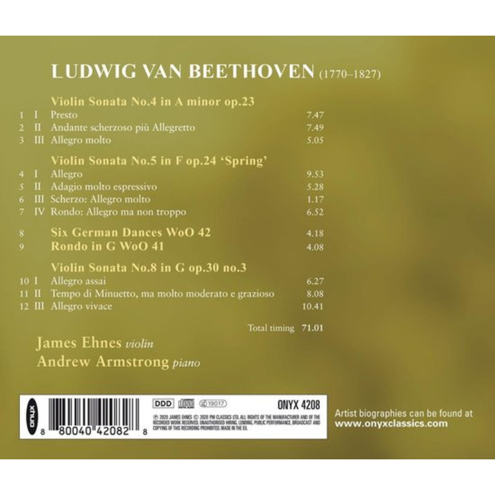 ONYX CLASSICS Beethoven: Violin Sonatas Nos. 4, 5 & 8