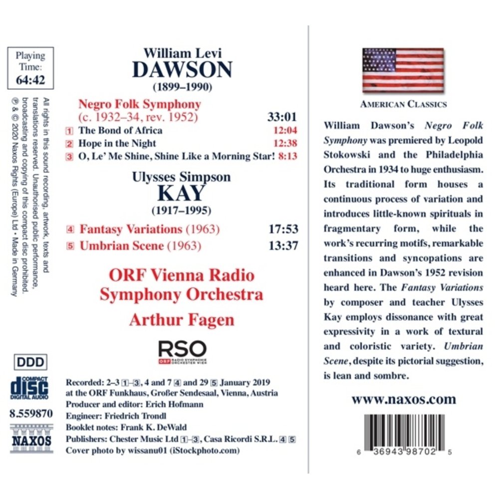 Naxos Dawson, Kay: Negro Folk Symphony - Kay : Fantasy Varia
