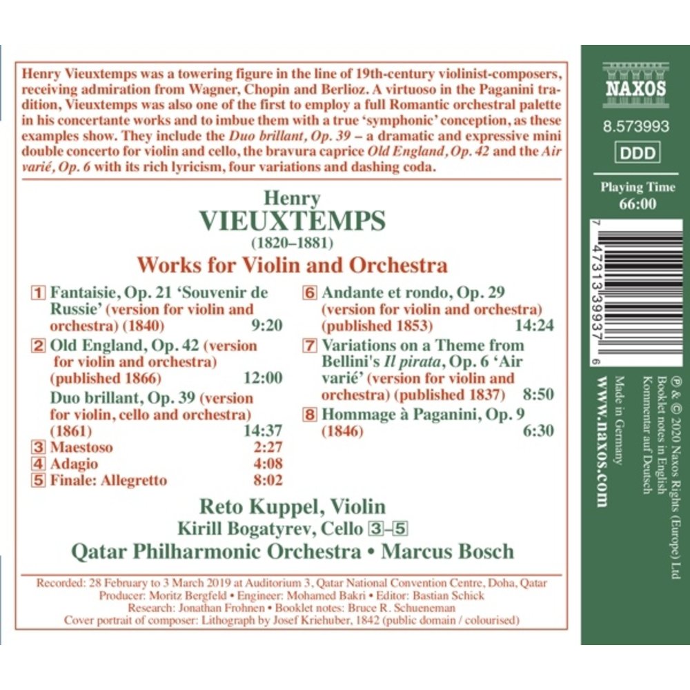 Naxos Vieuxtemps: Works For Violin And Orchestra