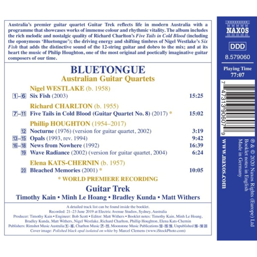Naxos Charlton, Westlake, Houghton: Bluetongue - Australian Guitar Quartets