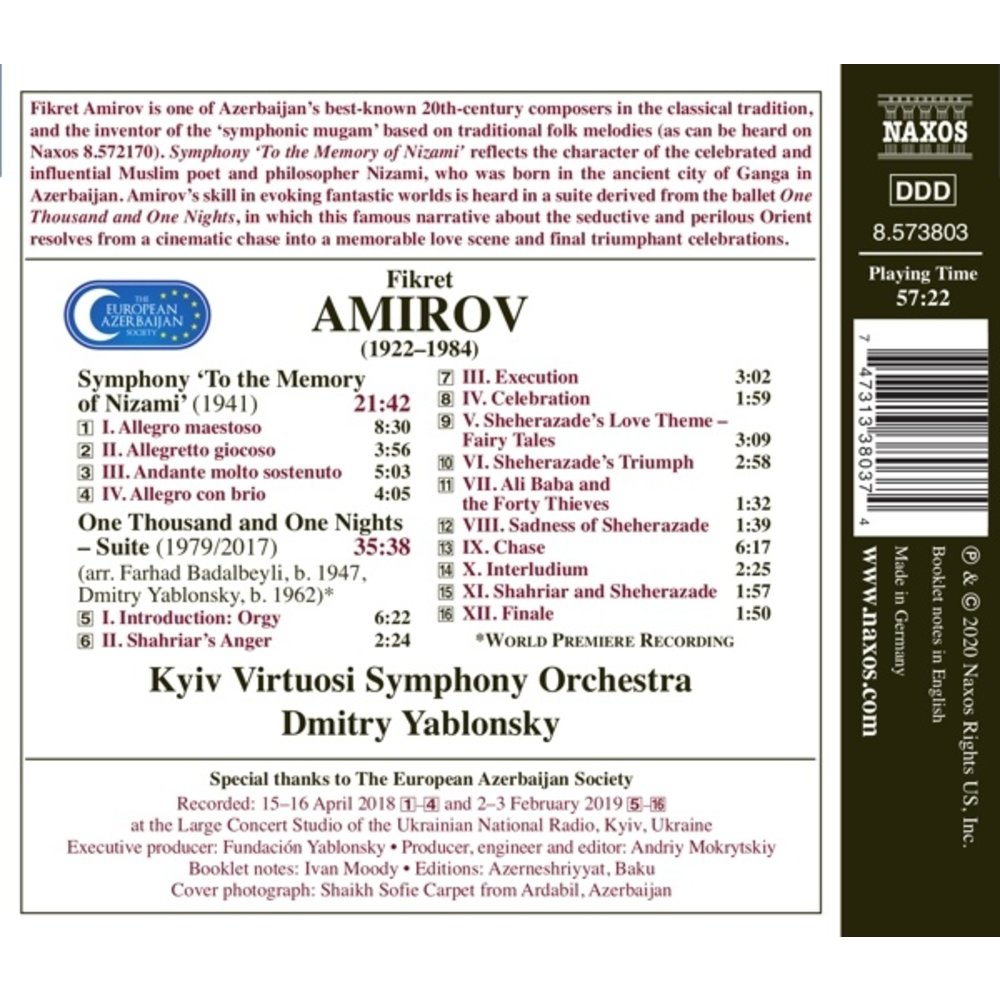 Naxos Amirov: ONE THOUSAND AND ONE NIGHTS . SYMPHONY 'TO THE MEM