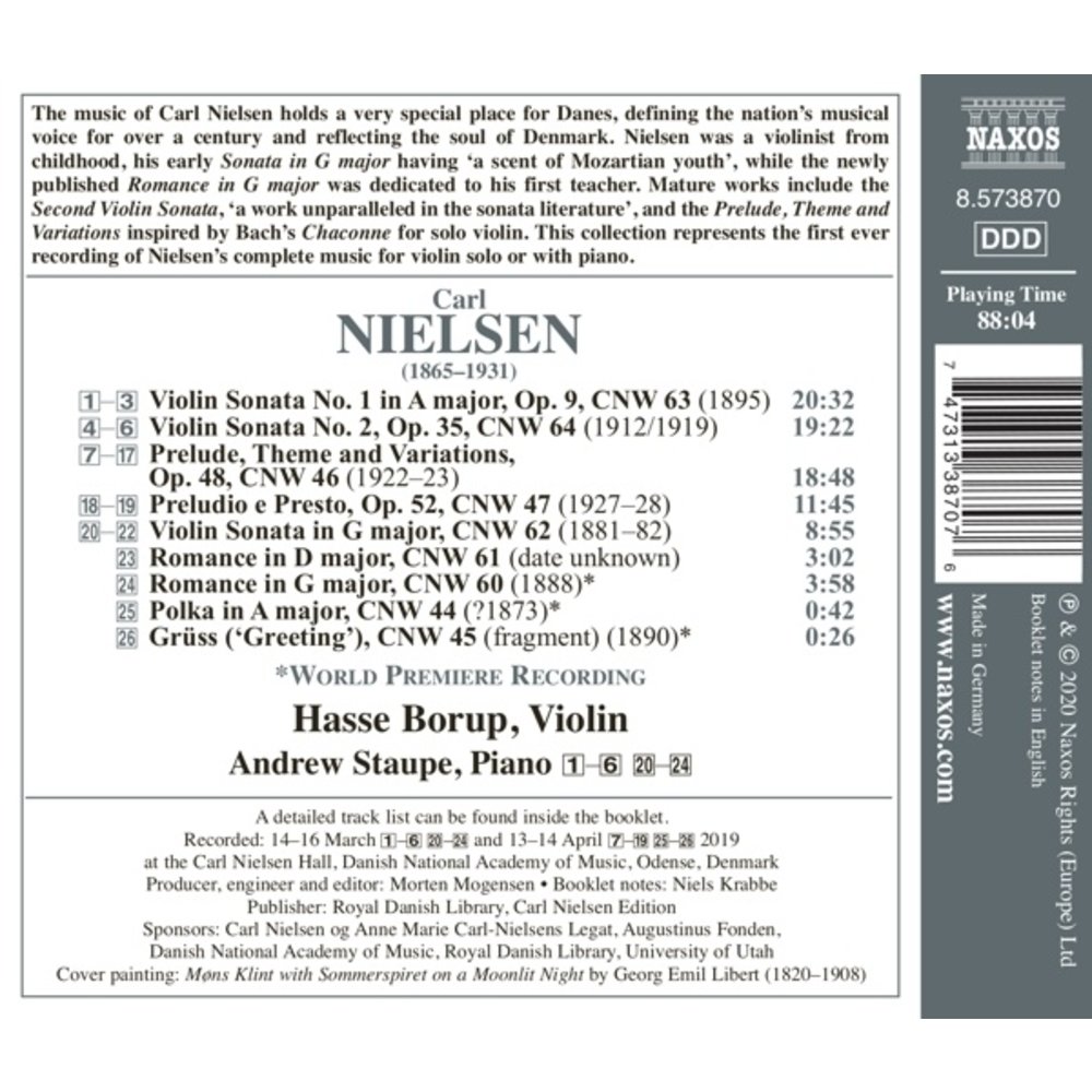 Naxos Nielsen: COMPLETE WORKS FOR VIOLIN SOLO AND VIOLIN AND PIANO