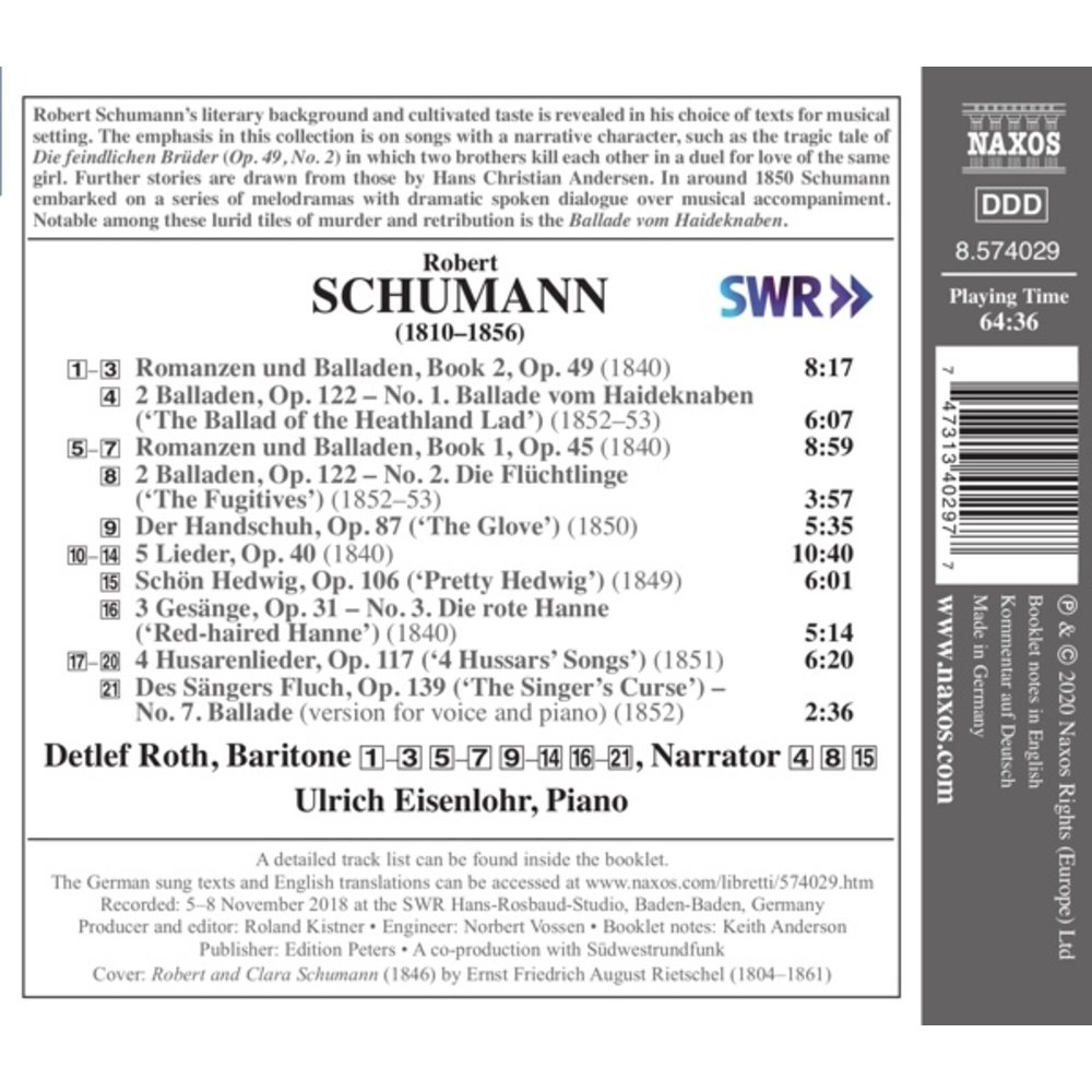 Naxos Schumann: SCHUMANN LIEDER EDITION, VOL. 9: ROMANCES, BALLADS