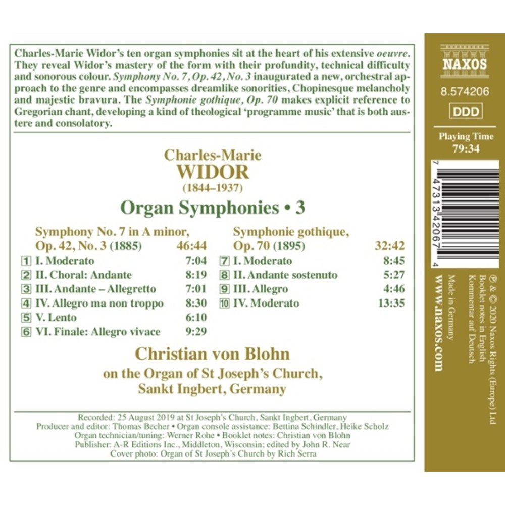 Naxos Widor: Organ Symphonies, Vol.3