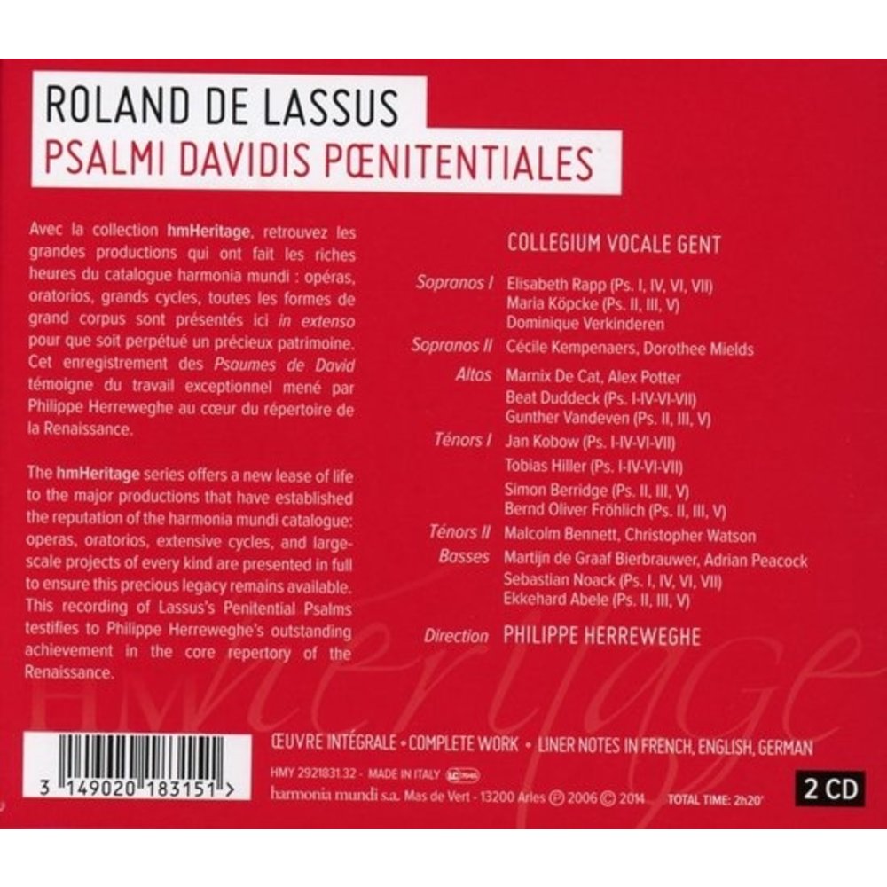 Harmonia Mundi LASSUS: PSAUMES DE DAVID