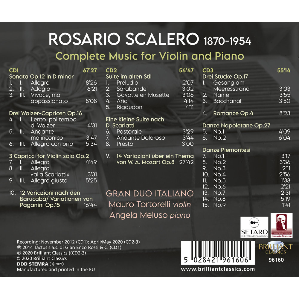 Brilliant Classics SCALERO: COMPLETE MUSIC FOR VIOLIN AND PIANO