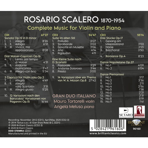 Brilliant Classics SCALERO: COMPLETE MUSIC FOR VIOLIN AND PIANO