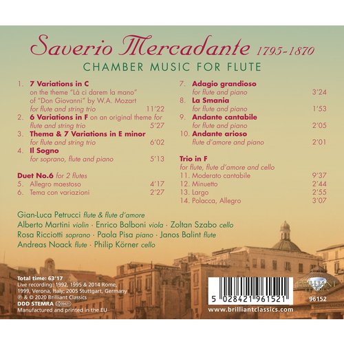 Brilliant Classics MERCADANTE: CHAMBER MUSIC FOR FLUTE