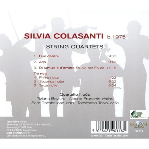 Brilliant Classics Colasanti: String Quartets