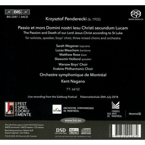 BIS PENDERECKI: ST. LUKE PASSION