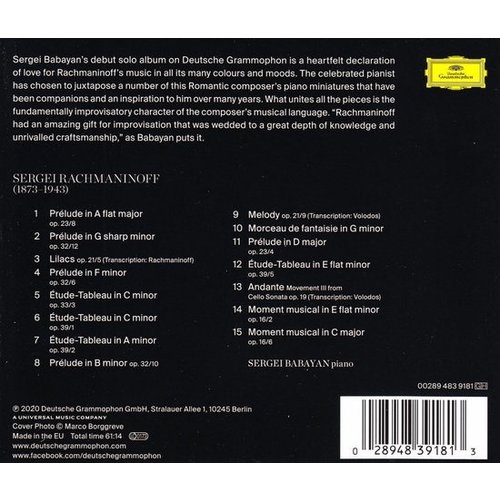Deutsche Grammophon Rachmaninioff: Sergei Babayan