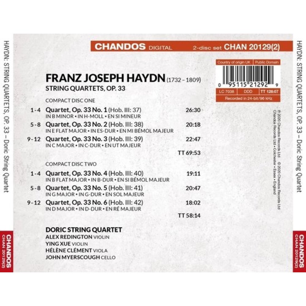 CHANDOS Haydn: String Quartets, Op. 33