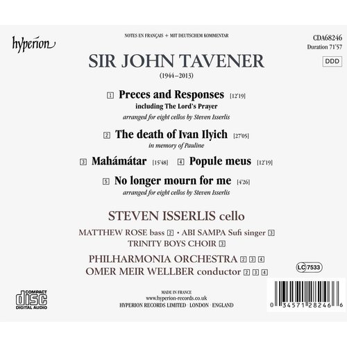 Hyperion Tavener: No longer mourn for me & other works for cello