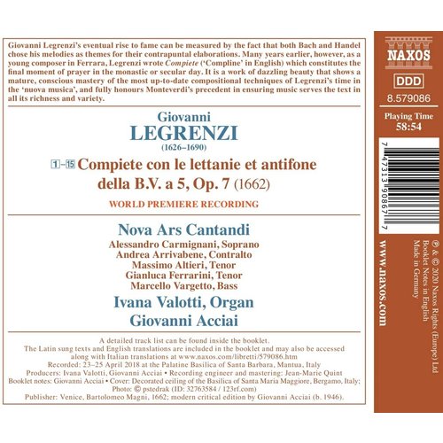 Naxos Legrenzi: Compiete, Op. 7 - Prayers at the End of the Day