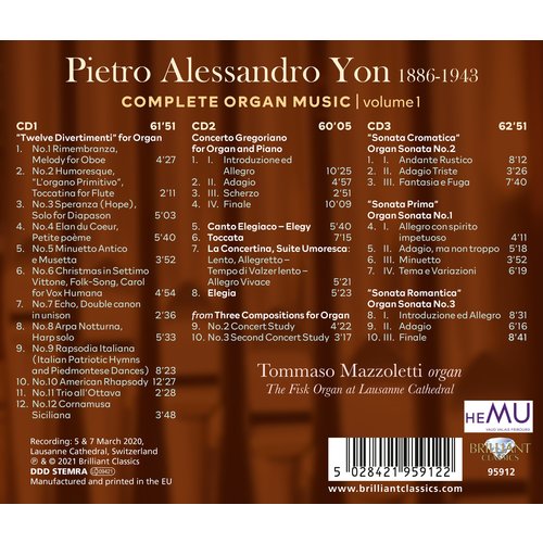 Brilliant Classics Yon: Complete Organ Music, Vol.1 (3CD)