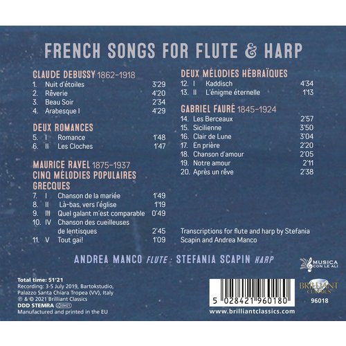 Brilliant Classics Debussy, Ravel, Fauré: French Songs for Flute & Harp