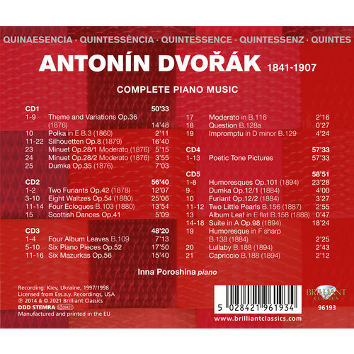 Brilliant Classics Quintessence Dvorák: Complete Piano Music