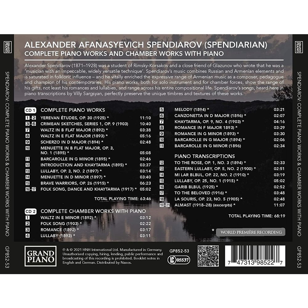 Grand Piano Spendiarov: Complete Piano Works and Chamber Works with Piano