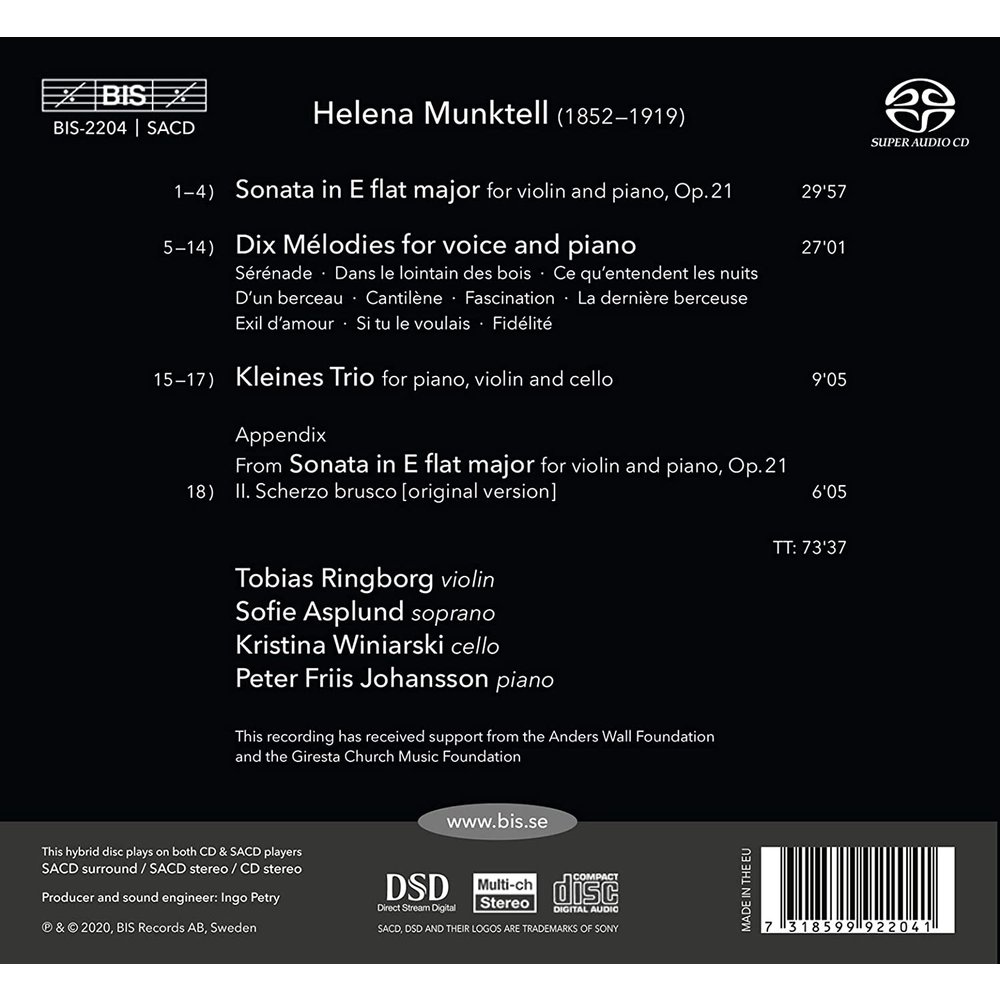 BIS Munktell: Violin Sonata, Dix Melodies