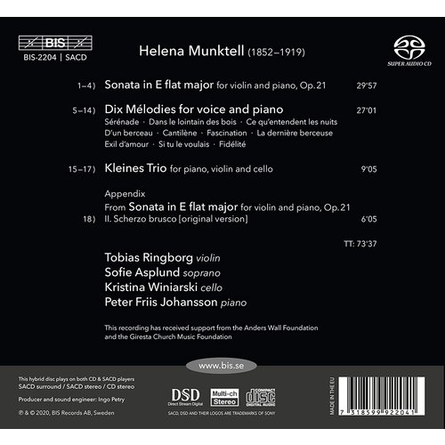 BIS Munktell: Violin Sonata, Dix Melodies