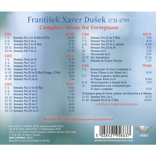 Brilliant Classics F.X. Dusek: Complete Music for Fortepiano (5CD)