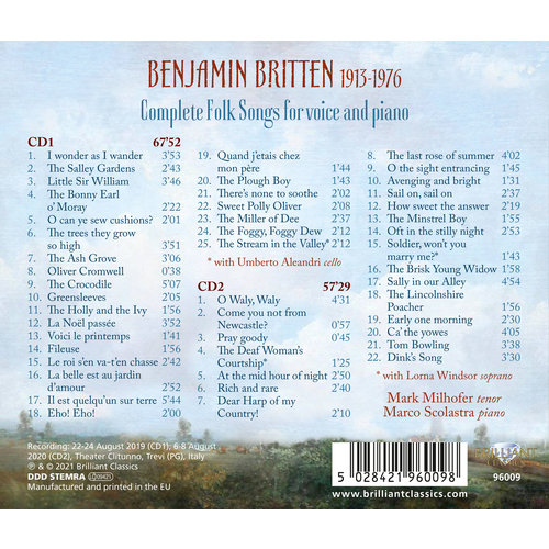 Brilliant Classics Britten: Complete Folk Songs for Voice and Piano