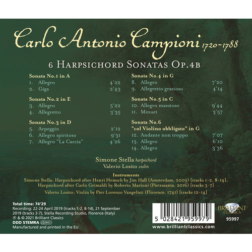 Brilliant Classics Campioni: 6 Harpsichord Sonatas Op.4B