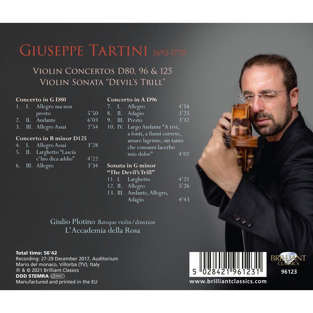 Brilliant Classics Tartini: Violin Concertos D80, 96 & 125, Violin Sonata "Devil's  Thrill"