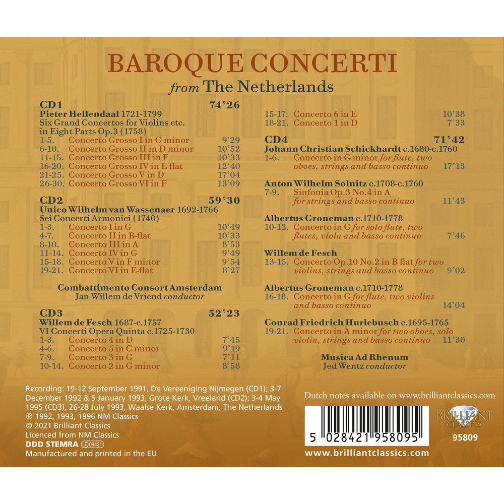 Brilliant Classics BAROQUE CONCERTI FROM THE NETHERLANDS (4CD)