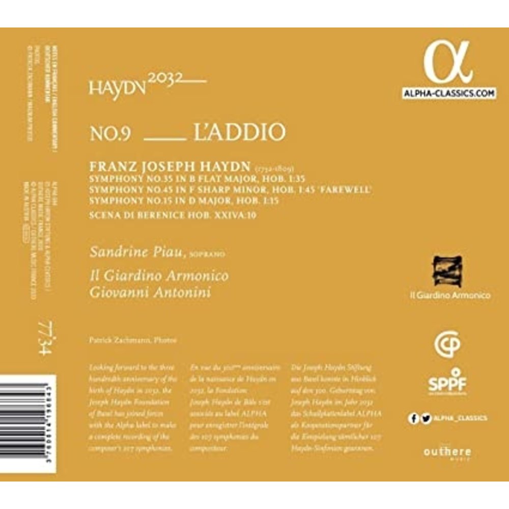 ALPHA Haydn 2032, Vol.9: L'Addio