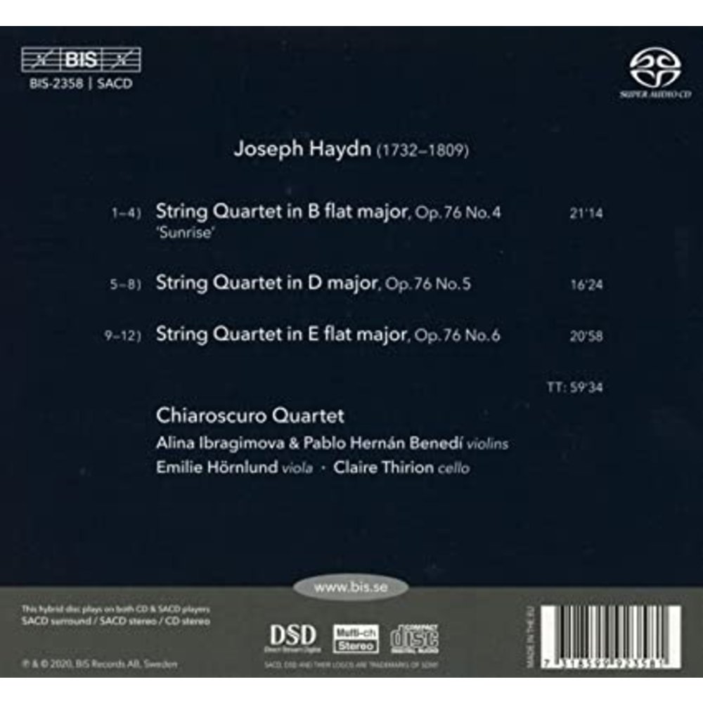 BIS Haydn: String Quartets, Op.76 Nos. 4-6