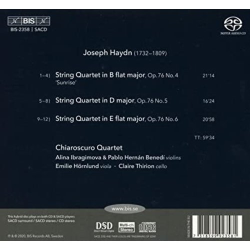 BIS Haydn: String Quartets, Op.76 Nos. 4-6