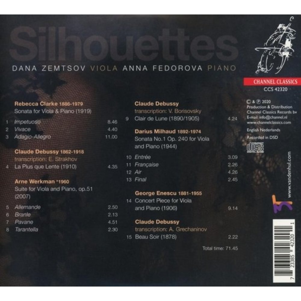 CHANNEL CLASSICS DANA ZEMTSOV & ANNA FEDOROVA:  SILHOUETTES