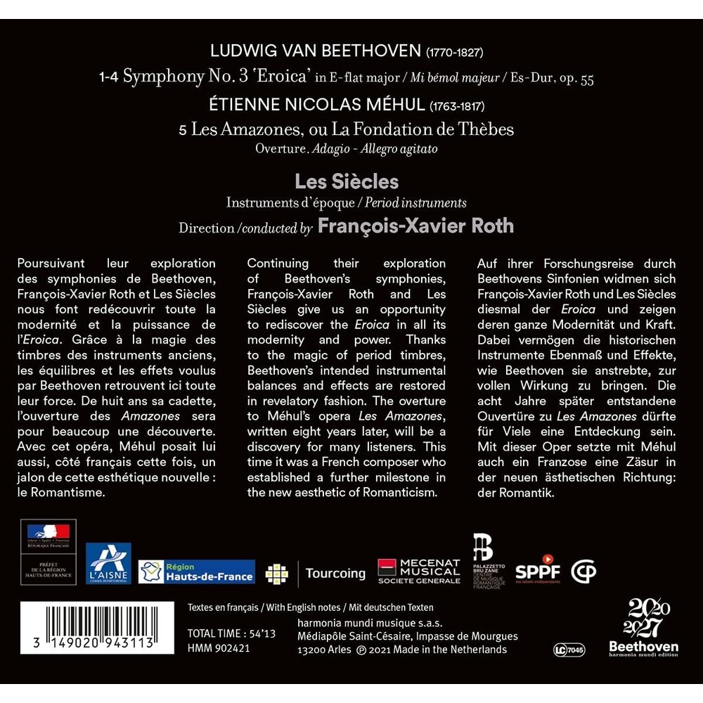 Harmonia Mundi Beethoven: Symphony No. 3, Mehul - Les Amazones Overture