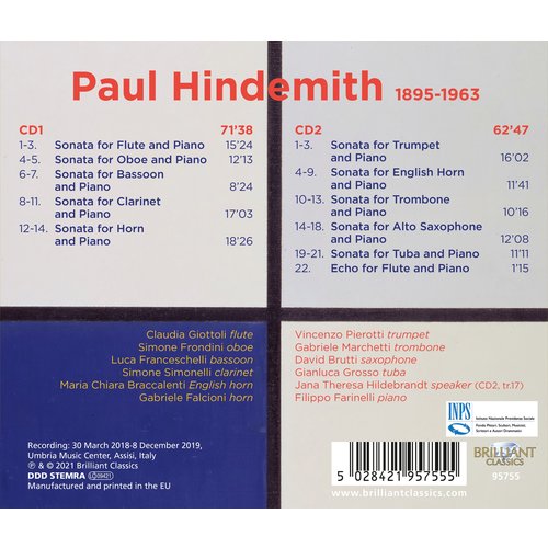 Brilliant Classics Hindemith: Complete Sonatas for Windinstruments & Piano (2CD)