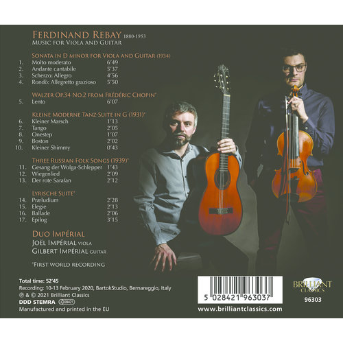 Brilliant Classics Rebay: Music for Viola and Guitar