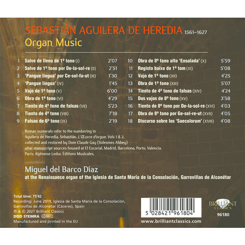 Brilliant Classics Aguilera de Heredia: Organ Music