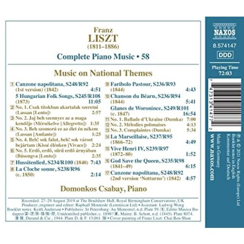 Naxos Liszt: Complete Piano Music, Vol. 58