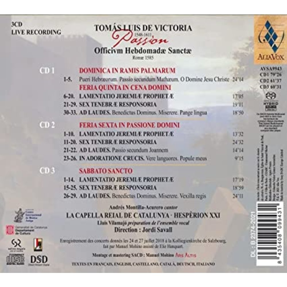 Alia Vox de Victoria: Passion Officium, Hebdomadae Sanctae (3CD))