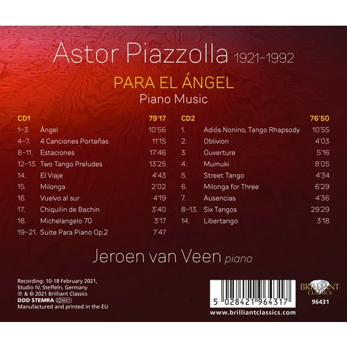 Brilliant Classics Piazzolla: Para El Angel (2CD)