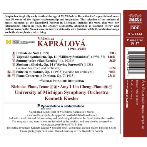 Naxos Kaprálová: Waving Farewell, Sad Evening, Piano Concerto