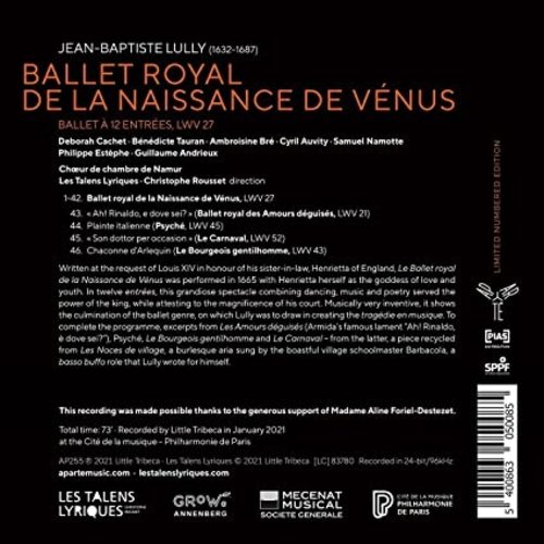 Aparté Lully: Ballet Royal de la Naissance de Venus