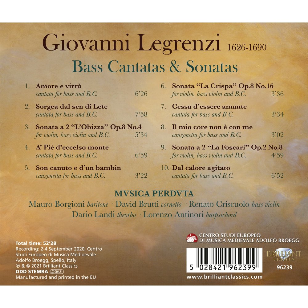 Brilliant Classics LEGRENZI: BASS CANTATAS AND SONATAS