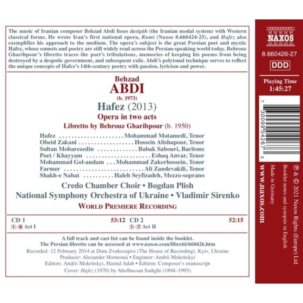 Naxos BEHZAD ABDI: HAFEZ