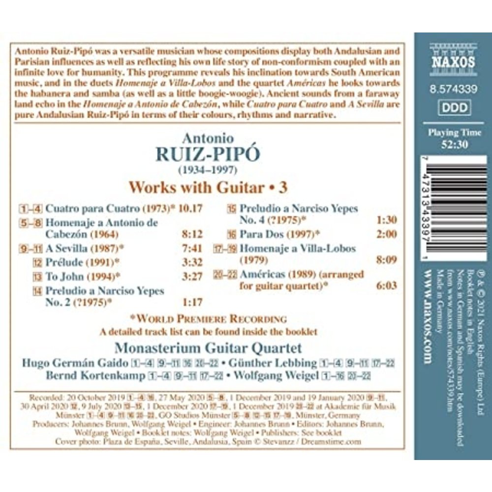 Naxos ANTONIO RUIZ-PIPO: WORKS WITH GUITAR, VOL. 3