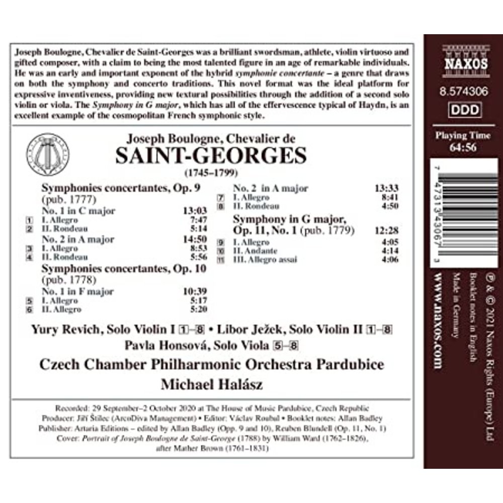 Naxos SAINT-GEORGES: SYMPHONIES CONCERTANTES - SYMPHONY IN G MAJOR