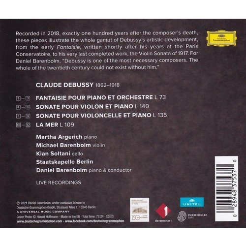 Deutsche Grammophon Debussy: Fantaisie, Violin Sonata, Cello Sonata, La Mer