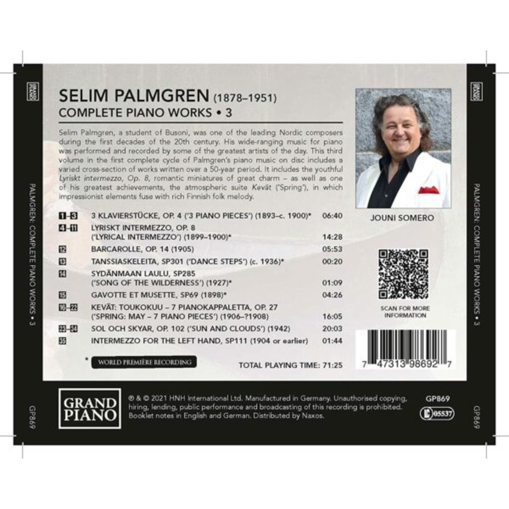 Grand Piano PALMGREN: COMPLETE PIANO WORKS 3