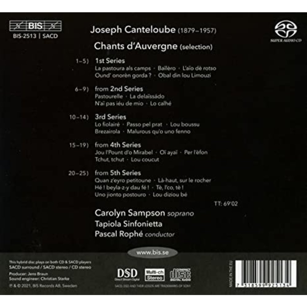 BIS CANTELOUBE:  CHANTS D'AUVERGNE (AK2021)